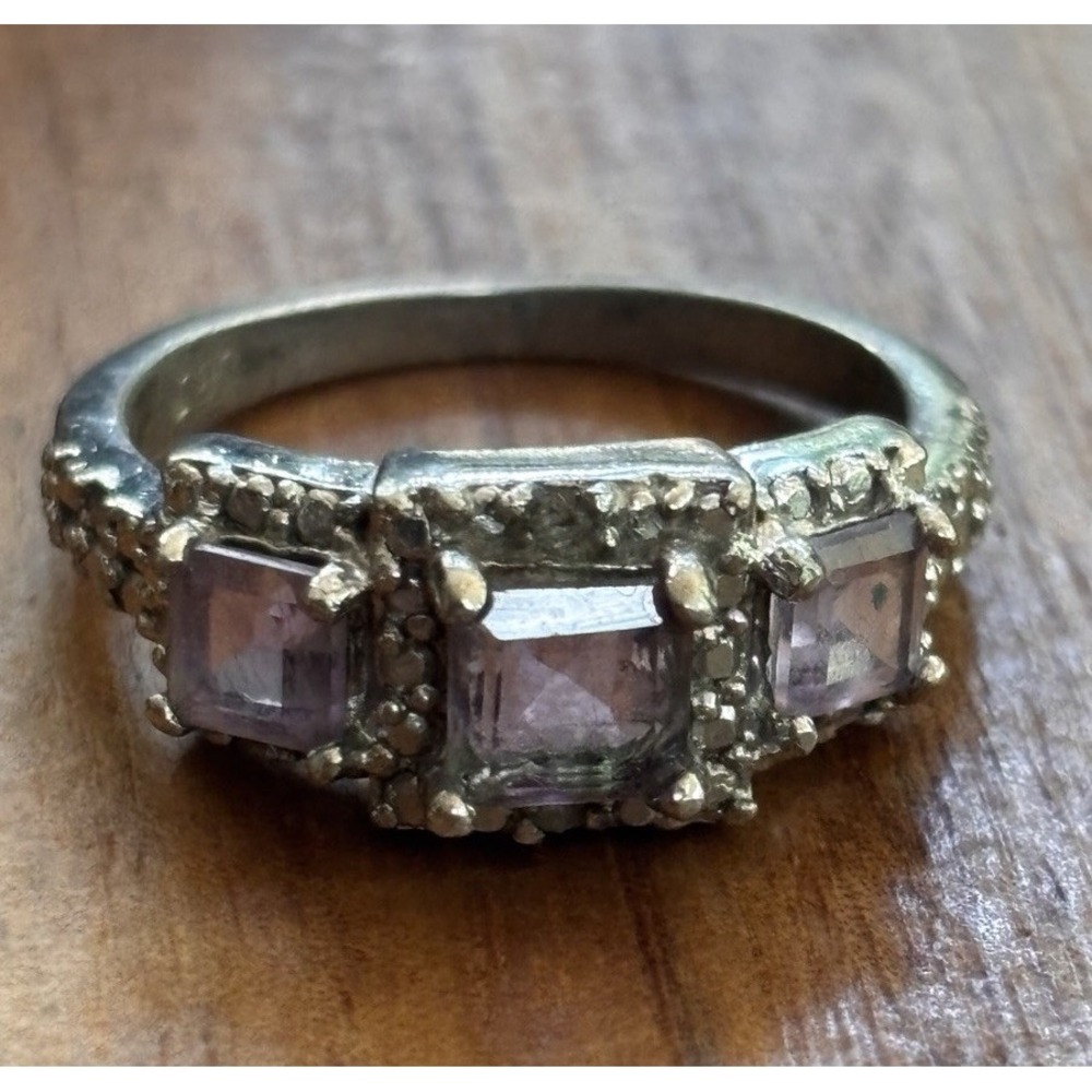 C&J Vintage Amethyst Ring 925 Sterling Silver Size 6.75